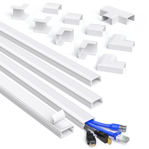 MUDEELA Kabelkanal Weiß Selbstklebend, 4 Meter PVC Kabelabdeckung, TV Kabelkanal für alle Netzkabel in Haushalt/Büro - 30mm (B) x 17mm (H) - 4 x 1m Länge