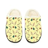 Seasonal Leaf Design Guest House Slippers Machine Washable Non Slip Cotton Fleece Slipper Sleepers Plush Shoes Older Women Gift Ideas Room Essentials for Women