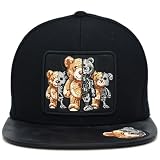 Hustle Bear Skeleton New Leader TL Snapback Teddy Bear Adult Adjustable Cap Hat (Black)