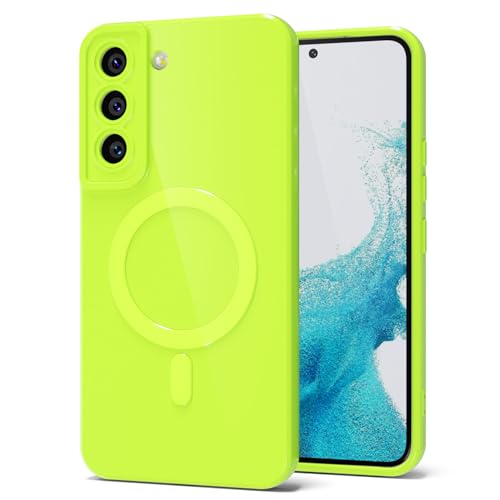 Coque silicone Samsung S22 Magsafe mignonne pour femme et sa couleur vive effet gelée brillante
