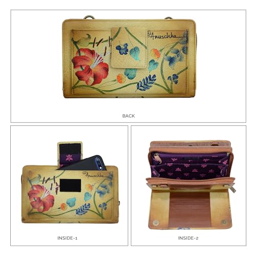 Image of Anuschka Women's Leather Wallet - Hand-Painted Genuine Leather Wallet with RFID Protection - 1149, Caribbean Garden