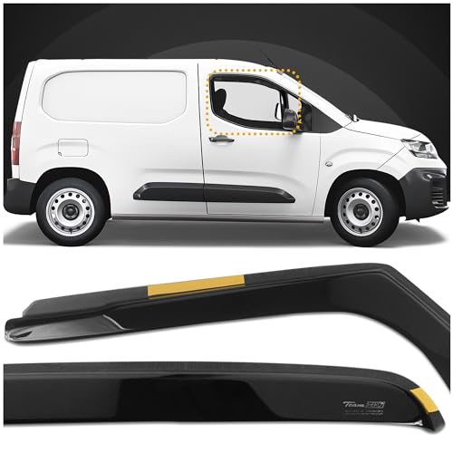 HEKO - Compatibles avec Peugeot Partner 2018+ Déflecteurs de Vitres Latérales ; Déflecteurs Latéraux ; Avant ; Deux Pièces ; Déflecteurs de Pluie,...