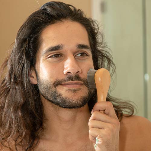 GranNaturals Manual Facial Cleansing Kabuki Brush - Skin Cleanser & Scrubber for Applying Foundation, Makeup, Face Mask, Acne Washing, Daily Deep Pore Cleaning - Men and Women - Thumbnail 4