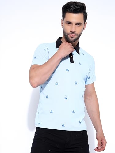 Image of Honky Tonky Men's Regular Fit Polo Neck Half Sleeve Printed Casual T-Shirt | Polo T-Shirt for Men