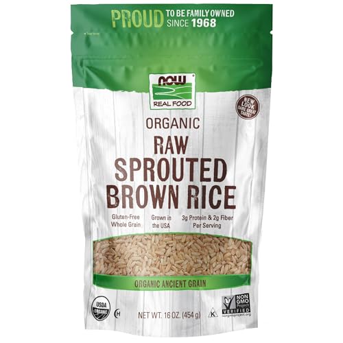 NOW Foods, Organic Sprouted Brown Rice, Raw, Gluten-Free and Whole Grain, 16-Ounce (Packaging May Vary)