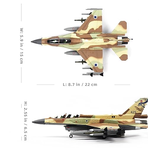 SEBUNAS 1/72 Scale F-16I Fighting Falcon Fighter Jet Model Republic of Israeli Air Force Livery Military Aircraft Miniature Metal Diecast Airplane Model Kit for Adult Collection