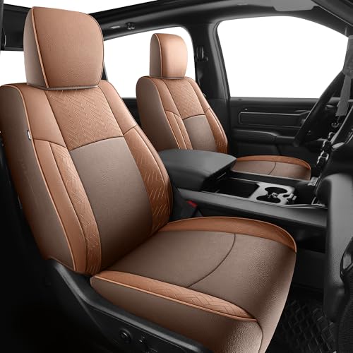 Image of Red Rain Leather Seat Cover Custom Fit Dodge Ram 1500 2011-2018 Crew Cab