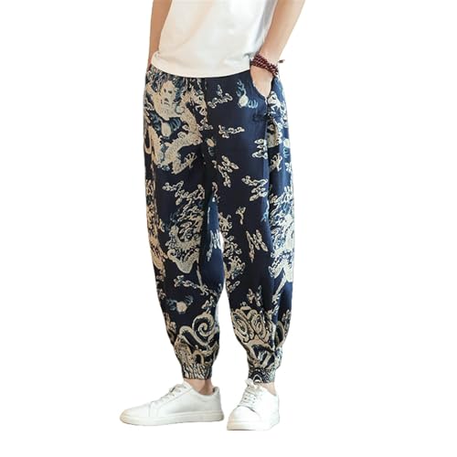 Pantalon en Lin Homme Style Chinois Léger pour un Look Été Décontracté et Ample