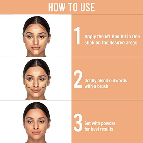 Image of NY Bae All In One Stick - Foundation Concealer Contour Color Corrector Stick | Flawless Texture, Natural Finish | For Fair Skin - Long Island Bisque-T 19