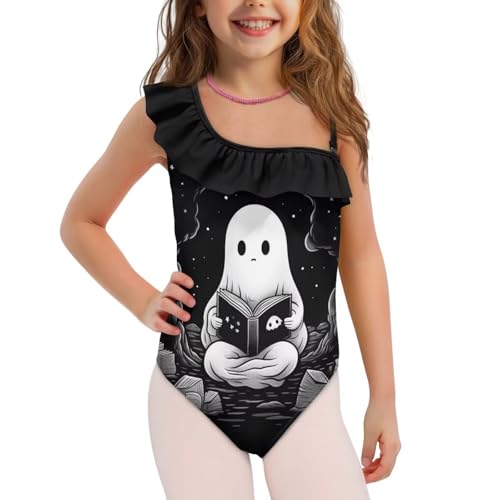 Image of Xpyiqun Swimsuits for Girls 3-14 1-Shoulder Ruffle Bathing Suit One Piece Adjustable Halter Swimming Wear