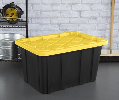 6 Pack 27 Gallon Large Storage Bin, Plastic Storage Totes With Secure Snap Lid, Multipurpose Container For Home, Garage And Warehouse, Black Yellow - Image 5