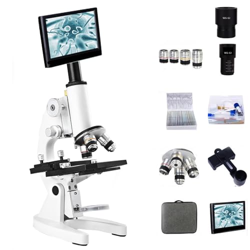 Student Binocular Microscope, Household Professional Equipment, Biological Optics and Electronic Science Experiment, Built-in LED Fill Light, Integrated Vernier Caliper, Gift(Size:A)