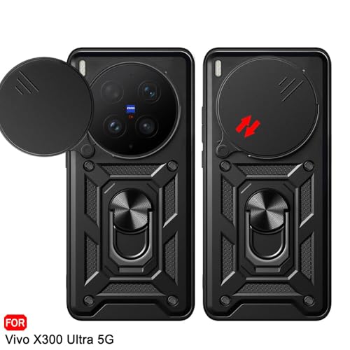 Image of TheGiftKart Tough Armor Bumper Back Cover Case for Vivo X300 Ultra 5G | Kickstand & Ring Holder | 360 Degree Protection Back Case Cover for Vivo X300 Ultra 5G (PC & TPU, Rotating Camera Cover, Black)