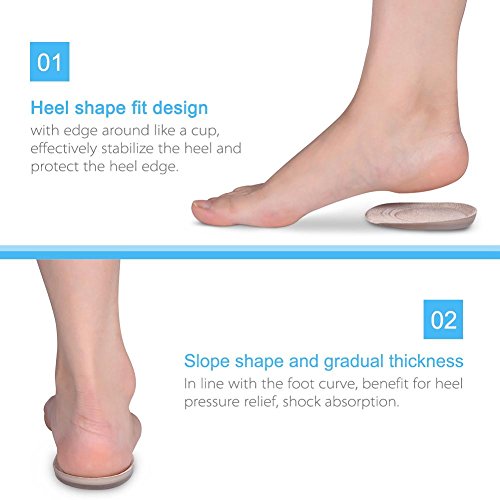 Heel Pad,2 Pairs Gel Heel Lifting Insoles Cushion Foot Protector Shoe Pad Foot Care Tool Prevent Heel Slipping Rubbing Blisters