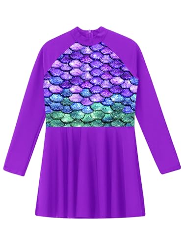 iiniim Girls Long Sleeve Swim Dress Rash Guard Swimsuit Kids Beach Surfing Bathing Suit Swimwear4