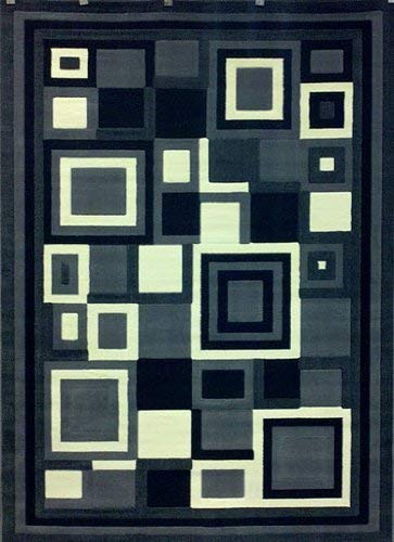 Gallery Modern Contemporary Grey Black Gray Geometric Design GL26 (5 Feet 2 Inch X 7 Feet)