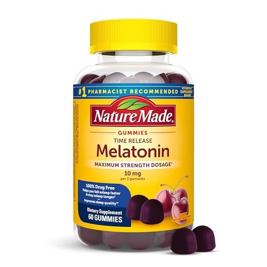 Nature Made Time Release Melatonin 10mg Per Serving Gummies, Maximum Strength Dosage, 100% Drug Free Sleep Aid for Adults, 60 Melatonin Gummies, 30 Day Supply