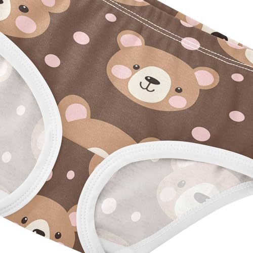 Wusikd Cute Bears Girls' Underwear Cotton Pink Polka Dots Girls Briefs Soft Toddler Underwear 2T4