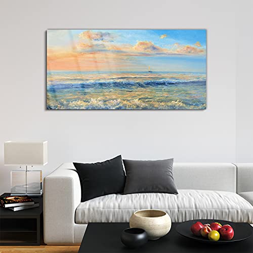 Image sur verre 120x60cm Beach coast waves pour décoration murale de salon
