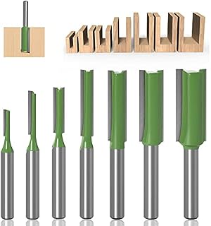 TXHF 6mm Shank Single & Double Flute Straight Router Bit Set Woodworking Trimming Cutter 3mm,4mm,5mm,6mm,8mm,10mm,12mm (7pcs)