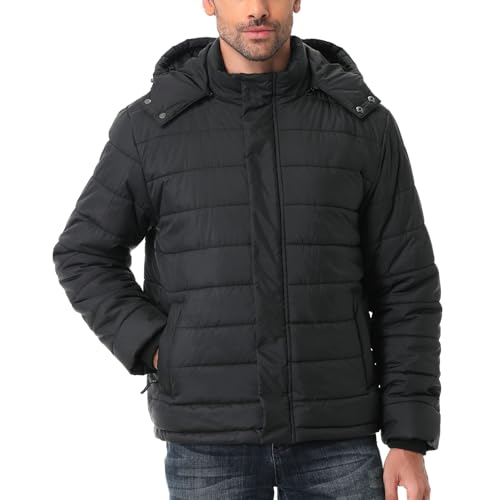 Men's Winter Down Jacket with Detachable Hood | Fleece-Lined Warm Coat Windproof Thickened Design for Cold Weather3