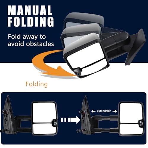 AERDM Towing Mirrors for Ford F150 2004-2014, Power Heated Defrost with Amber Turn Signal and Puddle Light, Pair - Thumbnail 6