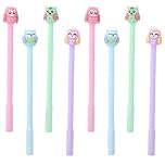 JKJF 8PCS Owl Shaped Rollerball Pens Cute Owl Gel Ink Pen Cartoon Animal Pen for School Office Stationery Writing Supplies - 0.5mm Black