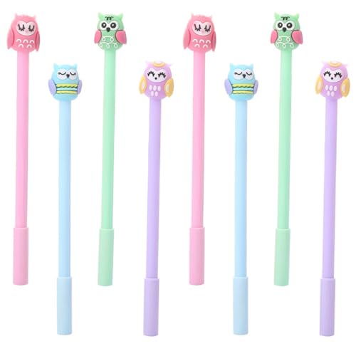 JKJF 8PCS Owl Shaped Rollerball Pens Cute Owl Gel Ink
