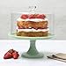 Martha Stewart Highbrook 10-Inch Jadeite Cake Stand with Glass Dome – Vintage-Style Pedestal Dessert Plate for Cakes and Pastries, Decorative Covered Serving Platter