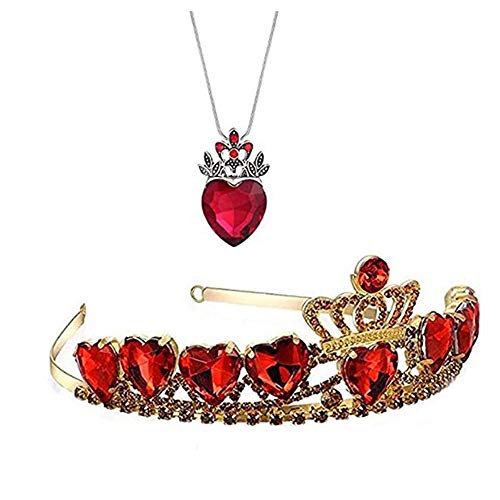 Preisvergleich Produktbild Rote Herzkrone, Roter Herzförmiger Kronen- Und Halskettenschmucksatz, Mädchenkostümgeburtstag Weihnachtsvalentinsgrußliebhabergesc...