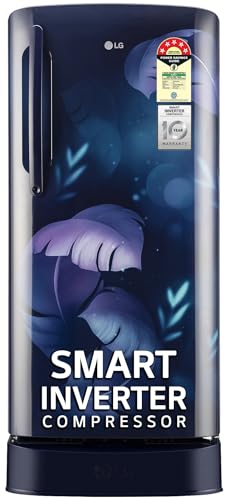 Image of LG 201 L 5 Star Direct Cool Smart Inverter Compressor Single Door Refrigerator (GL-D211HBIZ, Blue ILAN, Fast Ice Making, Auto Smart Connect with Base Stand Drawer)