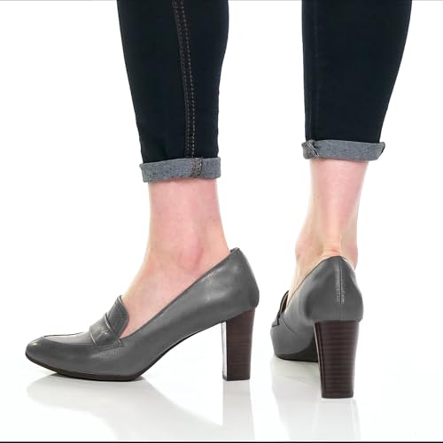 Image of MOOMMO Women Chunky Block Heel Pumps Round Closed Toe Slip On Oxford Loafers Shoes High Heels Snakeskin Work Pump Suede Loafer for Office Ladies Classic Formal Business Professional 4-13 M US