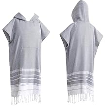 1pcs Turkish Towel Poncho Turkish Cotton Beach Poncho wim Cover Up Wearable Towel Hooded Poncho with Pocket for Adult Man Women Black