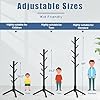 Haddockway Wooden Coat Rack Stand with 8 Hooks New Zealand Pine 3 Adjustable Coat Standing Tree Easy Assembly for Coats, Hats, Scarves and Handbags for Entryway, Hallway, Bedroom, Office