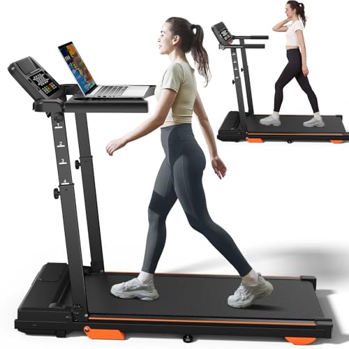 Image of Folding 3 in 1 Walking Pad Treadmill with Handle Bar & Incline, 300 lb Capacity, Portable Under Desk Treadmill for Home Small Spaces Office