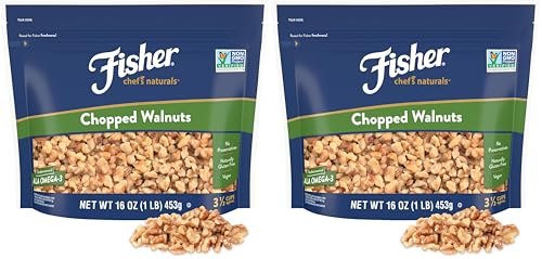 Image of Fisher Chef's Naturals Chopped Walnuts 1 Lb,100% California Unsalted Walnuts for Baking&Cooking,Snack Topping,Resealable Bag,Healthy Snacks for Adults,Vegan Protein,Keto Snack,Chopped Nuts,(Pack of 2)
