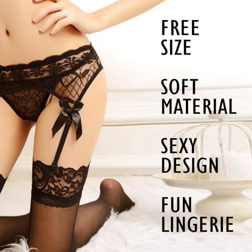 Image of exciting Lives - Play Time Stockings And Panties Set - Gift for Valentines, Valentine's Day, Naughty Gift for Birthday, Anniversary, Honeymoon, Gift for Girlfriend, Wife - Set of 2