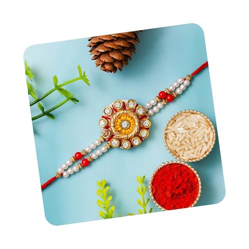 Image of eCraftIndia Unisex Adult Designer Rakhi And Roli Tikka Matki