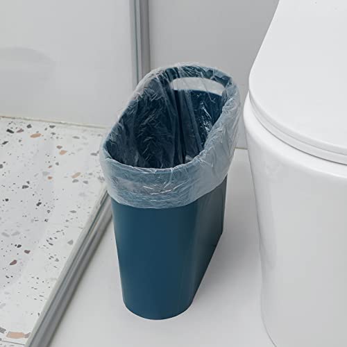 Kleiner Mülleimer, 3,5 Gallonen schlanker Mülleimer, Kunststoff-Abfalleimer mit Griffen, Behälter, für enge Räume, Badezimmer, Schlafzimmer, Küche, Büro zu Hause, Blaugrün – Bild 3