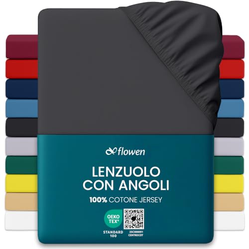 Lenzuola con Angoli Matrimoniale 160x190 cm Grigio Scuro in 100% Puro Cotone per Materasso fino a 30cm Tessuto Anti-Acaro e Traspirante di Alta Qualità Morbido Durevole e Lavabile in Lavatrice