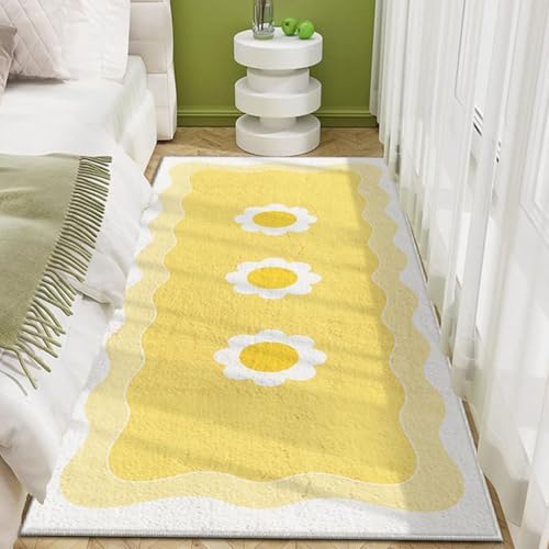 カーペット ラグ 低反発 滑り止め付き ホットカーペット対応 約1畳 2畳 遮音効果 低ホルム 北欧 おしゃれ クッション マット はっ水加工 大きい - オールシーズン適用 低反発 ウォッシャブル 滑りにくい スタイル6 イエロー
