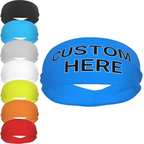 Image of Custom Sports Headband Custom Sweatband Bandana Add Your Image Logo Text Number. Bulk Custom Men Or Women Moisture Wicking Ventilate Elastic ﻿Headband