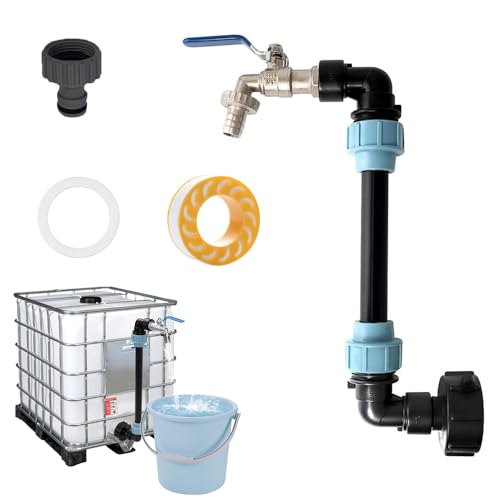 Adaptador Depósito IBC,Grifo Depósito latón IBC, grifo deposito 1000 litros,3/4 Adaptador tanque IBC,Grifo Jardin IBC Adaptador Depósito 1000 L,para Exterior Jardin Deposito Agua Lluvia Adaptador