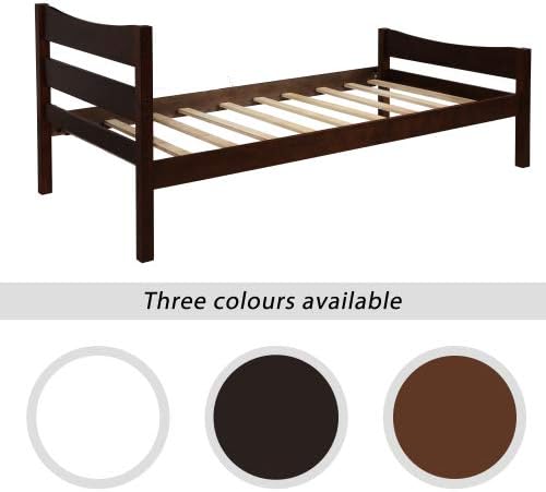 Miniatura 8 de Base de cama individual de madera moderna con cabecero, marco de cama de plataforma tamaño individual, camas individuales, cama individual para