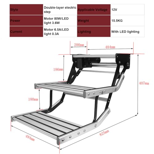 Étape de caravane électrique 12V accessoire RV rétractable LED