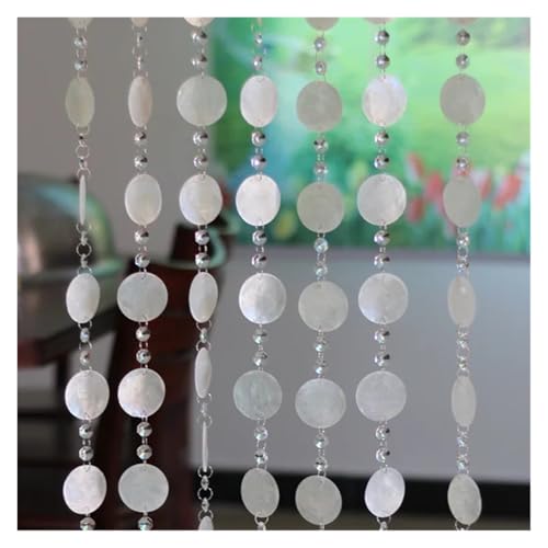 Cortina Cuentas Cortina colgante con cuentas de cristal con acabado de concha natural de 1 m para puerta de entrada, cortina divisoria para el hogar, decoración para bodas y el hogar