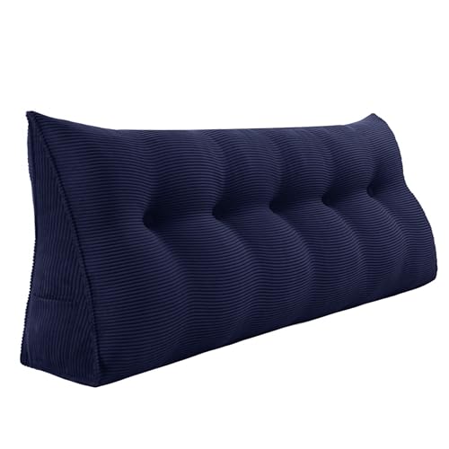 Qual o Melhor Encosto Triangular? Top 10 Melhores em 2025 17 WOWMAX almofada de leitura triangular grande para encosto de cabeceira com suporte para posicionamento de encosto e almofada cunha para o dia da cama, beliche com capa removível, azul profundo Queen