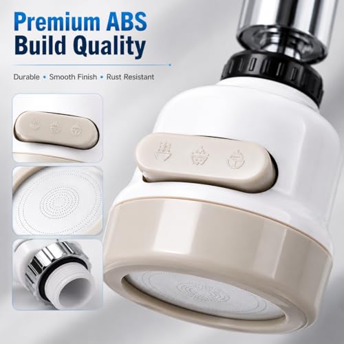 Image of ROSE MI Flexible Kitchen Tap Head Movable Sink Faucet 360 Rotatable ABS Sprayer Removable Anti-Splash Adjustable Filter Nozzle Swivel Water Saving Aerator 3 Modes Kitchen tap, Polished