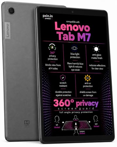 Image of Pxin 360 Pro Privacy Screen guard compatible with Lenovo Tab M7 | Anti Glare | Anti UV | Anti Blue | Anti Reflection | Privacy Filter | Unbreakable Build