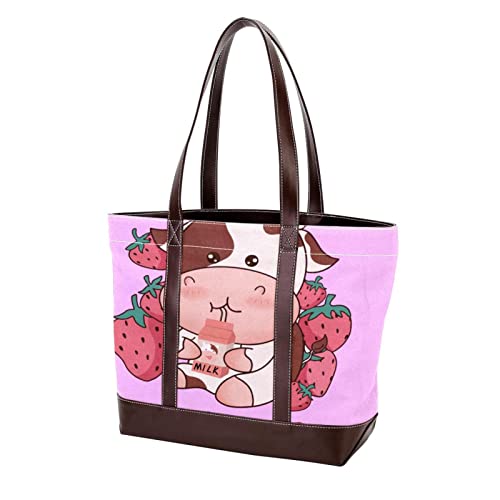 Grand sac fourre-tout imprimé dessin animé avec anses, sacoche épaule souple pour femme